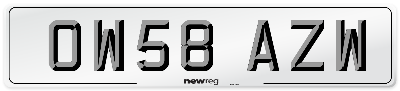 OW58 AZW Number Plate from New Reg